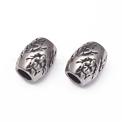 304ステンレススチールヨーロピアンビーズ  大穴ビーズ  オオカミとバレル  アンティークシルバー  13x10.5mm  穴：5.5mm&nbsp;STAS-G220-23AS