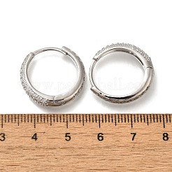ラックメッキ真鍮マイクロパヴェキュービックジルコニアフープピアス  長持ちメッキ  鉛フリー＆カドミウムフリー  プラチナ  4.5x20mm&nbsp;EJEW-H143-25P-01