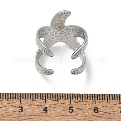 304ステンレススチール製カフオープンリングセッティング  カン付き  ヒトデ  ステンレス鋼色  20.5mm  穴：2.5mm  18mm&nbsp;SA-CBA37BC-12P