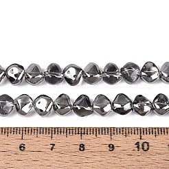 電気メッキ透明ガラスビーズ連売り  ナゲット  半分メッキ  ライトグレー  6.5x8x5mm  穴：0.9~1mm  約99~101個/連  24.61~25.39インチ（62.5~64.5cm）&nbsp;EGLA-N017-05A-A09
