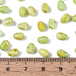 ピカソガラスシードビーズ  丸い穴  ティアドロップ  緑黄  6~7x4~5mm  穴：0.9~1mm  約2645個/ポンド&nbsp;SEED-N012-10I