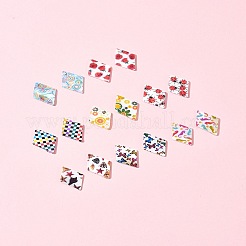 天然淡水貝ペンダント16個8色  プリントされた菱形のチャーム  ミックスカラー  21x14x2mm  穴：1.2mm  2個/カラー&nbsp;BSHE-FS0001-07