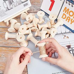 ワイヤーのための木製の空のスプール  スレッドボビン  湯通しアーモンド  48~48.5x31~31.5mm  穴：3.5mm&nbsp;LS-WOOD-FG0001-04