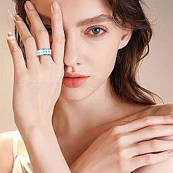 16個 8スタイル ステンレススチール 溝付き指輪  ブルー  内径：16~23mm  2個/スタイル&nbsp;RJEW-SC0001-26