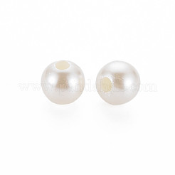 プラスチックビーズ  模造パールビーズ  ラウンド  乳白色  8x7.5mm  穴：2mm&nbsp;KY-N017-004A-01