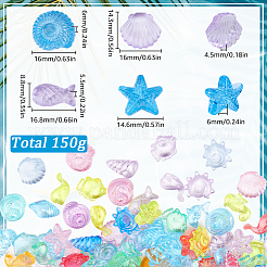 150gの混合形状透明プラスチックビーズ  ミックスカラー  11x10x5mm&nbsp;FIND-SC0011-72