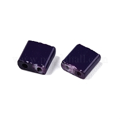 2ホールガラスシードビーズ  アンティークスタイル  長方形  インディゴ  5x4.5~5.5x2~2.5mm  穴：0.5~0.8mm&nbsp;SEED-S023-26C-07