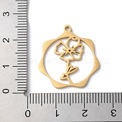 304ステンレスペンダント  花  ゴールドカラー  23.5x21.5x1mm  穴：1.5mm&nbsp;STAS-P338-01G-G