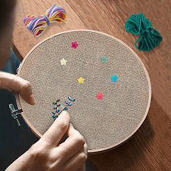 初心者向けDIY裁縫キット  リネン生地を含む  刺繍フープ  針とミルクコットン糸  ミックスカラー  9~201x9~201x1~9mm&nbsp;DIY-DR0001-99
