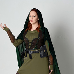 PUレザーリストガード  中世バイキングルネッサンスの衣服アクセサリー  長方形のPUレザー中世ベルトba  プラスチックの葉の花輪のヘッドバンド  ブラック  170x105x47.5mm&nbsp;AJEW-DR0002-76