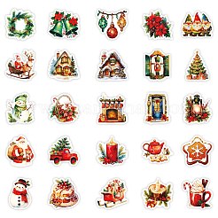 クリスマスイブテーマの漫画紙ステッカー50枚  粘着デカール  ウォーターボトル用ラップトップ電話スケートボードの装飾  ミックスカラー  40~52x35~51x0.3mm&nbsp;DIY-P085-11