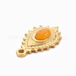 304ステンレスペンダント  トパーズ・ヒスイと  ティアドロップ  オレンジ  22x14x5mm  穴：1.6mm&nbsp;STAS-N087-41E