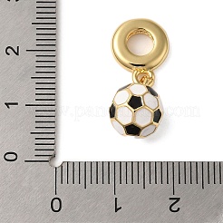 ラックメッキ真鍮エナメルヨーロピアンダングルチャーム  フットボールの大きな穴のペンダント  18KGP本金メッキ  カドミウムフリー＆鉛フリー  長持ちメッキ  ホワイト  21mm  穴：5mm&nbsp;KK-P279-50B-G
