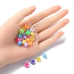 プラスチックパールビーズ  バレル  ミックスカラー  9x6mm  穴：3.5mm&nbsp;KY-YW0001-37
