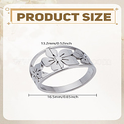 ステンレススチール製指輪1個  花  ステンレス鋼色  13.2mm  usサイズ6（16.5mm）&nbsp;RJEW-LP0002-30P