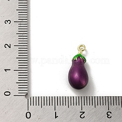 アロイエナメルペンダント  ゴールドカラー  茄子  19x7.5x7.5mm  穴：1.6mm&nbsp;FIND-Z043-08B