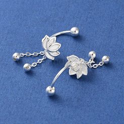 999 個の上質な銀製花耳栓ゲージ  プラチナ  27x8.5mm&nbsp;EJEW-P296-09S
