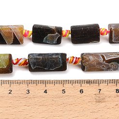 天然石風化瑪瑙ビーズ連売り  染め＆加熱  三角形  ブラック  16~25x10.5~12.5x10~11.5mm  穴：2~2.5mm  約14~18個/連  15.20~15.75''（38.6~40センチメートル）&nbsp;G-A321-F02-01A