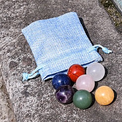 天然チャクララウンドストーンセット 7個 天然クォーツクリスタル レッドジャスパー ローズクォーツ シトリン グリーンアベンチュリン ラピスラズリ アメジスト  チャクラヒーリングシリーズ  16mm  1個/スタイル&nbsp;PW-WGA0B4B-01
