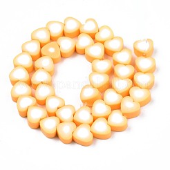 手作り樹脂粘土ビーズ連売り  ハート  砂茶色  8x8~9x4~5mm  穴：1.5mm  約40個/連  12.01インチ〜12.60インチ（30.5cm〜32cm）&nbsp;CLAY-S096-044F