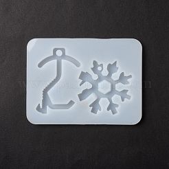 キー＆スノーフレーク形状のDIYペンダントシリコンモールド  ドゥークフックレジンキャストモールド  タッチドアオープナーを作らないため  ホワイト  93x124x7mm  穴：4~6.5mm  内径：58~66x46~57mm&nbsp;DIY-F114-17