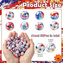 アクリルビーズ  ラウンド  独立記念日に  ミックスカラー  15.5mm  穴：2.5mm&nbsp;OACR-CJC0008-06