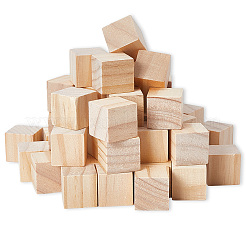 彫刻用の未完成の木材DIY材料  バスウッドブロック  キューブ  アンティークホワイト  25x25x25mm&nbsp;WOOD-WH20012-007D