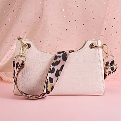 幅広のポリエステル製財布ストラップ  交換用調節可能なショルダーストラップ  レトロな取り外し可能なバッグベルト  スイベルクラスプ付き  ハンドバッグ用 クロスボディバッグ用 キャンバスバッグ  ヒョウプリント模様  72x~129x3.8cm&nbsp;JX143A
