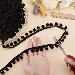 コットンリボン  丸い縁  ブラック  7/8 ~1インチ（22~24mm）&nbsp;DIY-WH0580-33B