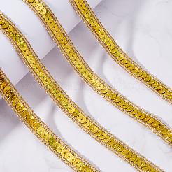 20mのポリエステルリボン  プラスチックスパンコール付き  ゴールド  1/2インチ（12mm）  約21.87ヤード（20m）/セット&nbsp;SRIB-CY0001-21A