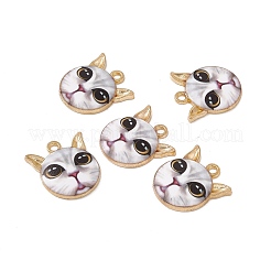 メッキ合金エナメルチャームラック  ライトゴールド  猫の頭のチャーム  カラフル  20x18x2.5mm  穴：2mm&nbsp;ENAM-K050-02D