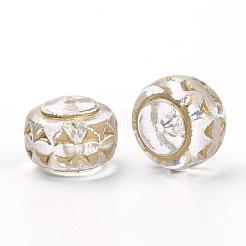 メッキクリアアクリルビーズ  ゴールドライン入り  ドラム  透明  18.5x13.5mm  穴：2mm  約160個/500g&nbsp;PACR-Q115-58