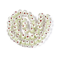 手作りランプワークビーズ  花とロンデル  緑黄  13~15.5x9~10mm  穴：1.2~2mm&nbsp;LAMP-Q039-04D