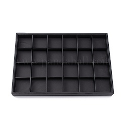 黒のレザーで覆われた、積み重ね可能な木製ディスプレイトレイ  24のコンパートメント  24 35 CMX CMX 3のCM&nbsp;PCT107