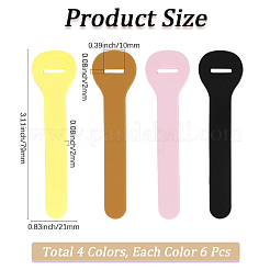 24個 4色 PVCジッパープルタブ  ミックスカラー  79x21x2mm  穴：2x10mm  6個/カラー&nbsp;PVC-GF0001-02B-02