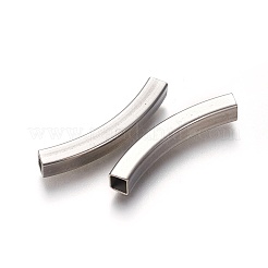 変色しにくい304ステンレススチールチューブビーズ  角穴  ステンレス鋼色  38x5x5mm  穴：4x4mm&nbsp;X-STAS-L226-057C-P