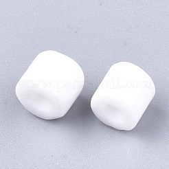 不透明なガラスラッパビーズ  丸い穴  ホワイト  7~7.5x6~6.5mm  穴：2.5mm  約800個/袋&nbsp;SEED-S023-02A