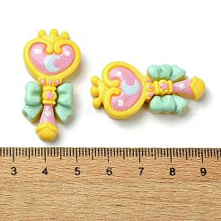 おもちゃテーマ不透明樹脂デコデンカボション  蝶結びの魔法の杖  ゴールド  37x18.5x7mm&nbsp;RESI-S392-01C