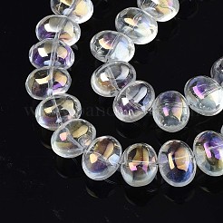 メッキガラスビーズ連売り  ABカラー  オーバル  クリアAB  10.5~11.5x14x10mm  穴：1mm  約57~59個/連  24.41インチ〜25.20インチ（62~64cm）&nbsp;X-EGLA-S188-22-B03