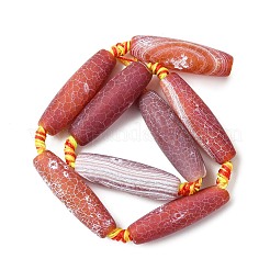 天然石風化瑪瑙ビーズ連売り  染め＆加熱  シリンダービーズ  レッド  39~40x12~16mm  穴：2.5mm  約8個/連  15.55''（39.5センチメートル）&nbsp;G-A311-B01-01