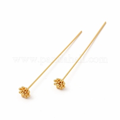 真鍮製フラワーヘッドピン  18KGP本金メッキ  54mm  花：6x6x4mm  ピン：0.7mm（21ゲージ）&nbsp;X-KK-A178-09G