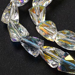 透明電気メッキガラスビーズ連売り  ABカラーメッキ  多面カット  三角形  クリアAB  7x6x4mm  穴：1mm  約66~75個/連  19.09~21.18インチ（48.5~53.8cm）&nbsp;GLAA-G116-03A-AB02