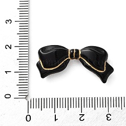不透明なアクリルビーズ  蝶結び  ゴールドライン入り  ブラック  13.5x29x6mm  穴：1.6mm&nbsp;SACR-Z008-01B