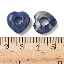 天然ソーダライトヨーロピアンビーズ  ハートに大きな穴ビーズ  15x15~15.5x4.5~5mm  穴：6mm&nbsp;G-C252-01I