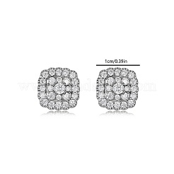 女性用スターリングシルバー製パヴェモアッサナイトスタッドピアス925点  正方形  銀  10x10mm&nbsp;CR3655