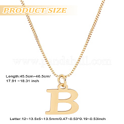 304ステンレススチールレターペンダントネックレス1個  女性用真鍮製ベネチアンチェーンネックレス  鉛フリー＆ニッケルフリー＆カドミウムフリー  ゴールドカラー  文字B  17.91インチ（45.5cm）〜18.31インチ（46.5cm）  文字：1mm&nbsp;NJEW-LP0001-38B-G
