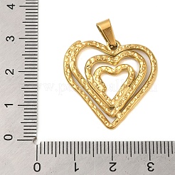 イオンプレーティング（IP）304ステンレスペンダント  ゴールドカラー  ハート  26x26x1.5mm  穴：6x3mm&nbsp;STAS-C103-18B-G