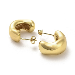ラックメッキ真鍮スタッドピアス  ハーフフープピアス  カドミウムフリー＆鉛フリー  18KGP本金メッキ  21x10mm&nbsp;EJEW-M240-08G