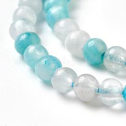 天然宝石異極鉱ラウンドビーズ連売り  染め  シアン  4mm  穴：1mm  約100個/連  15.74インチ&nbsp;G-L145-4mm-01
