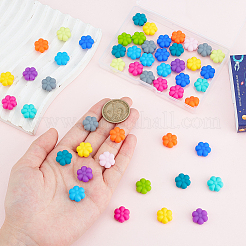 72 個 12 色フラワー食品グレード環境に優しいシリコーンビーズ  ミックスカラー  14x13.5x6.5mm  穴：3mm  6個/カラー&nbsp;SIL-SC0002-10